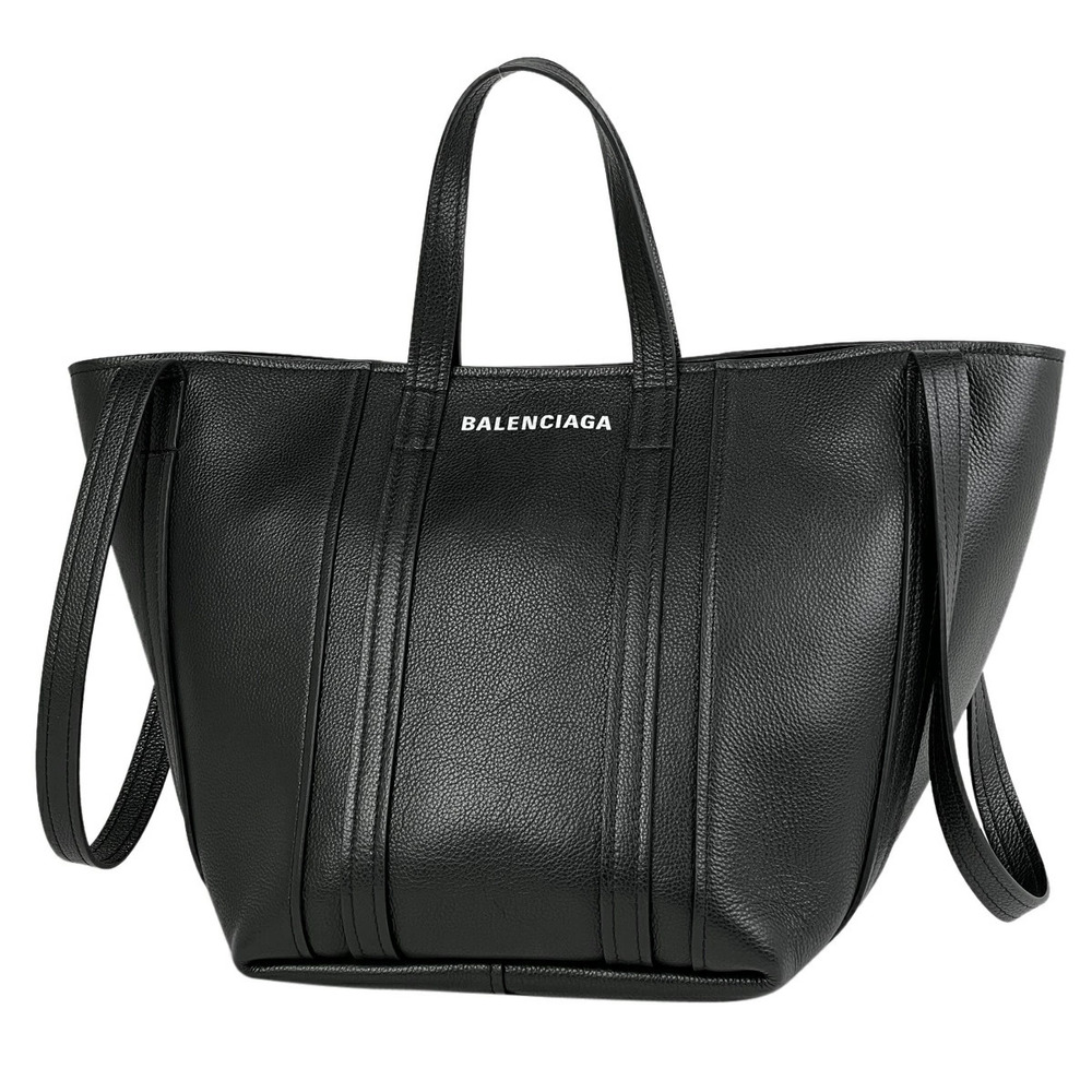 Balenciaga Logo Tote Bag Leather Black